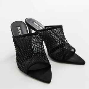 Mango Women's Black Mesh Mules